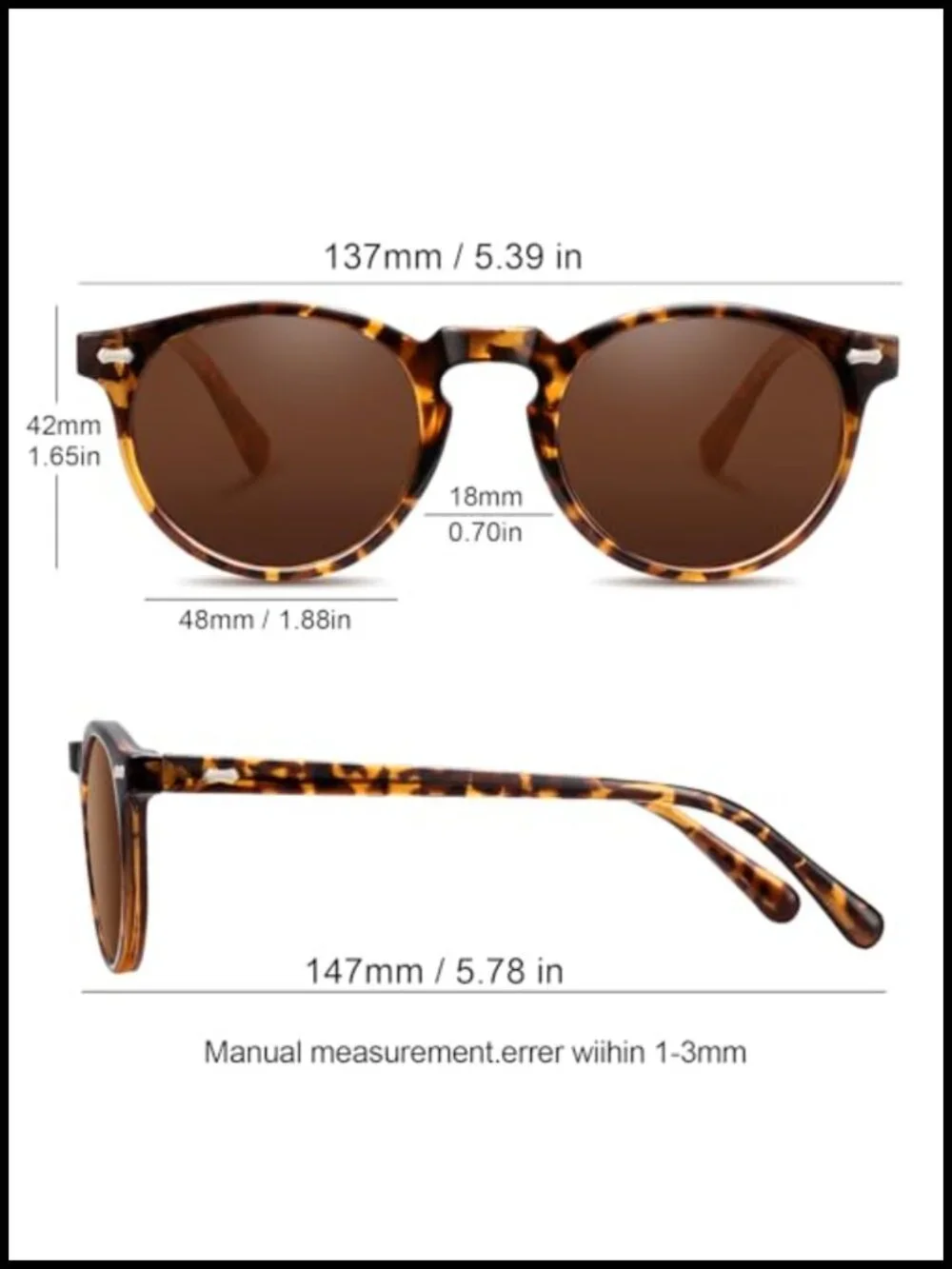 Vintage Round Polarized Sunglasses UV Protection Retro Circle Glasses